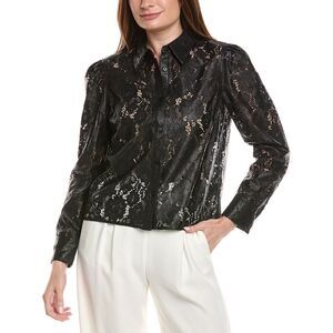 Milly Womens  Arlo Textured Lace Button Down Shirt, Black